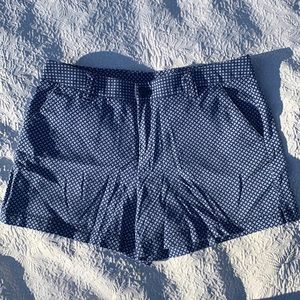 Blue and white patterned shorts